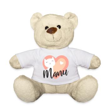 Manu Surname First Name Kitten - Teddy Bear - white - Front