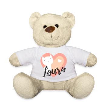 Laura Nom Prénom Chaton - Nounours - blanc - Devant