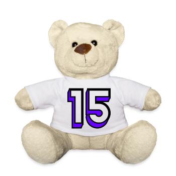 15. 15 JAHRE. 15-jähriges Jubiläum. GEBURTSTAG 15 JAHRE. - Teddy - Weiß - Vorne
