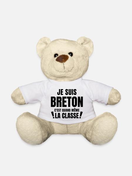 Bretagne, Bretagne humour, bonnet rouge - Nounours - blanc