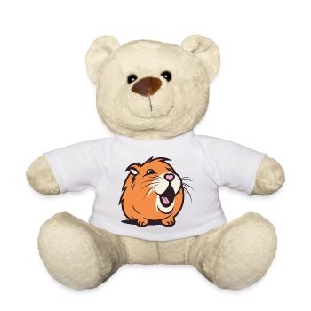 Cheerful Capybara / Guinea Pig / Hamster – Heart - Teddy Bear - white - Front