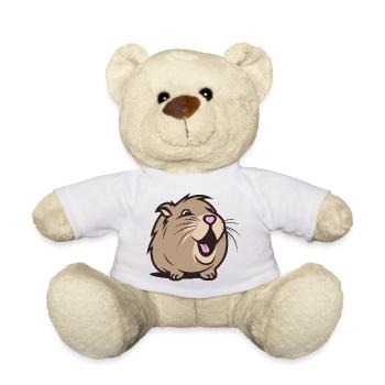 Cheerful Capybara / Guinea Pig / Hamster – Heart - Teddy Bear - white - Front
