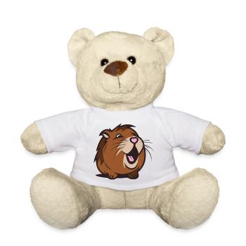 Cheerful Capybara / Guinea Pig / Hamster – Heart - Teddy Bear - white - Front