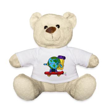 Skater Earth Backpack - Teddy Bear - white - Front