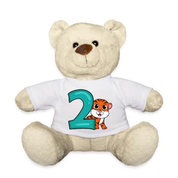 2 birthday 2 years old with animal motif - two - Teddy Bear - white - Front
