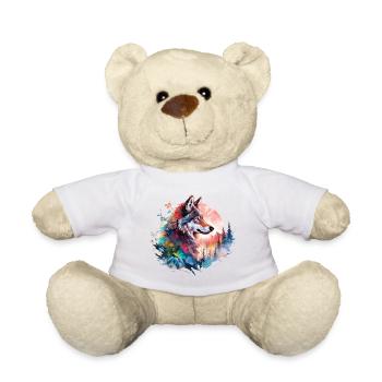 Wolf Wolfskopf Natur Wildnis Wald Bäume Kunst - Teddy - Weiß - Vorne