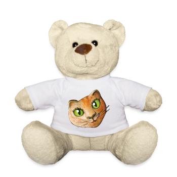 Cat Painting Head Cat Head Fan Cat Love Cat - Teddy Bear - white - Front