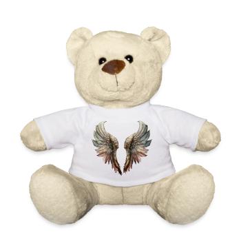 Pastel Watercolor Wings - Teddy Bear - white - Front