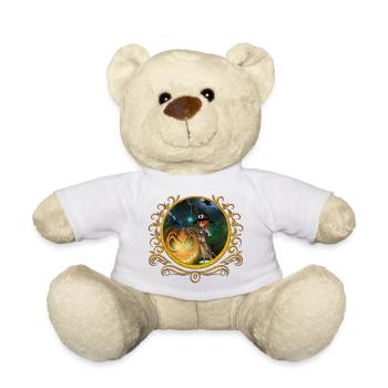 Niedliche kleine Hexe mit Kürbis in der Nacht - Teddy - Weiß - Vorne