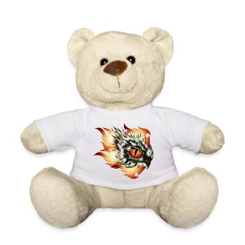 magisches Auge eines Drachen im Flammen Tattoo - Teddy - Weiß - Vorne