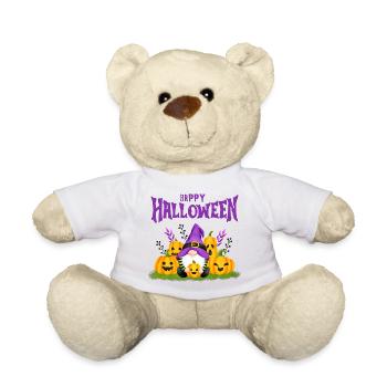 Halloween, Happy Halloween; pumpkin - Teddy Bear - white - Front