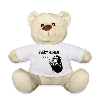 EVERY HUMAN ... | Thinking ape Banksy Style - Teddy Bear - white - Front