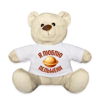 I Love Pelmeni Saying in Russian Funny - Teddy Bear - white - Front