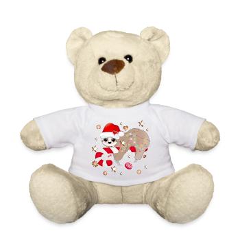 witziges Faultier mit Zuckerstange für Weihnachten - Teddy - Weiß - Vorne