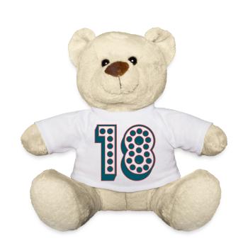 18. 18 JAHRE ALT. 18-JÄHRIGES JUBILÄUM. GEBURTSTAG 18 JAHRE. - Teddy - Weiß - Vorne