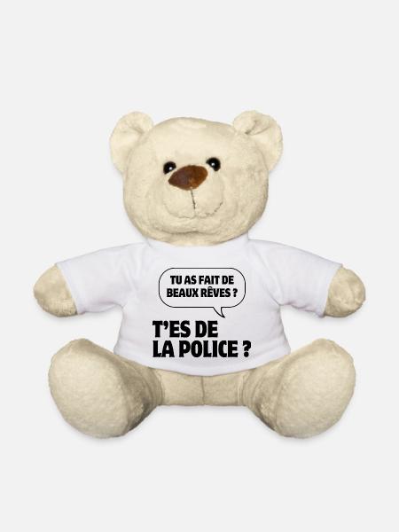 pas du matin, grincheux le matin, police - Nounours - blanc