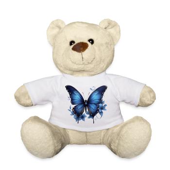 L’élégance du ciel : papillon bleu - Nounours - blanc - Devant