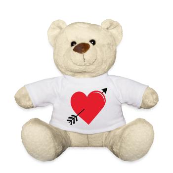 Rotes Liebesherz mit Pfeil - Teddy - Weiß - Vorne