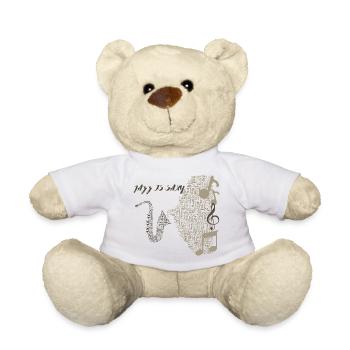 Conception de saxophone musical en notes - Nounours - blanc - Devant