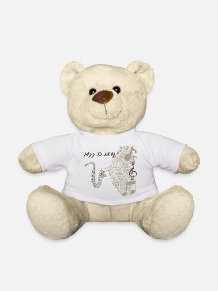 Musical Saxophone Design in Notes - Teddy Bear - white