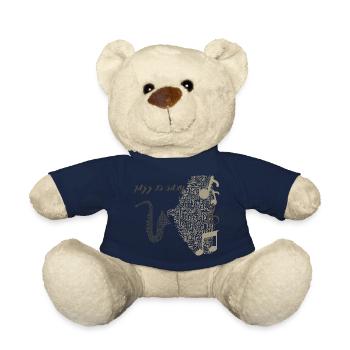 Conception de saxophone musical en notes - Nounours - bleu marine - Devant