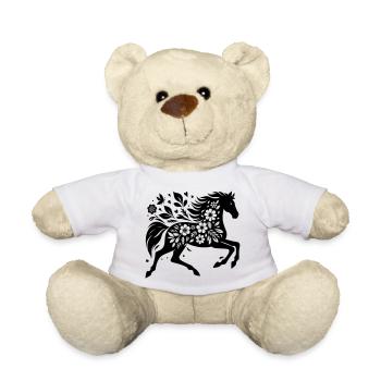 Pferdesilhouette Blumen - Teddy - Weiß - Vorne