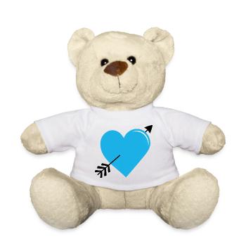 Flèche Coeur Bleu - Nounours - blanc - Devant