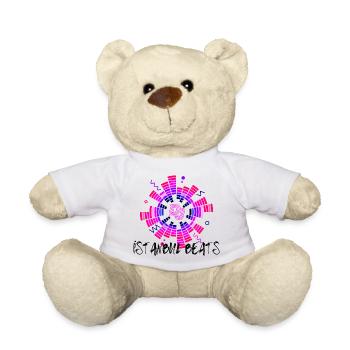 Disco Neon DJ Circle Design - Teddy Bear - white - Front