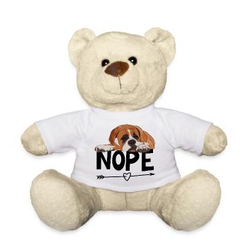 Boxer Dog Nope - Teddy Bear - white - Front