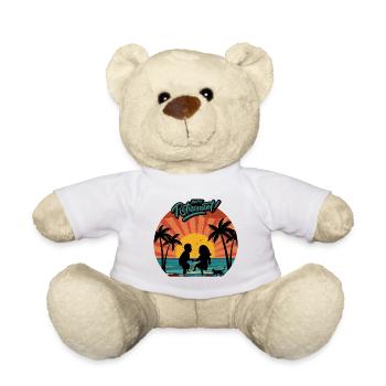 Guesthouse couple dancing happily sunset palm trees - Teddy Bear - white - Front