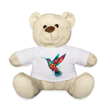 Colibri décoré de fleurs - Nounours - blanc - Devant
