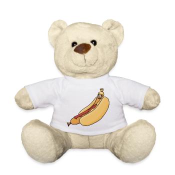 entspannte Bockwurst im Brötchen - Teddy - Weiß - Vorne