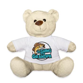 Angeln mit Opa buntes Angelmotiv - Teddy - Weiß - Vorne