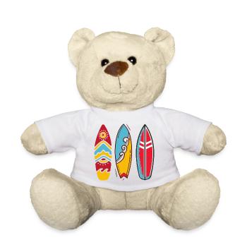 Three pop art surf boards - Teddy Bear - white - Front