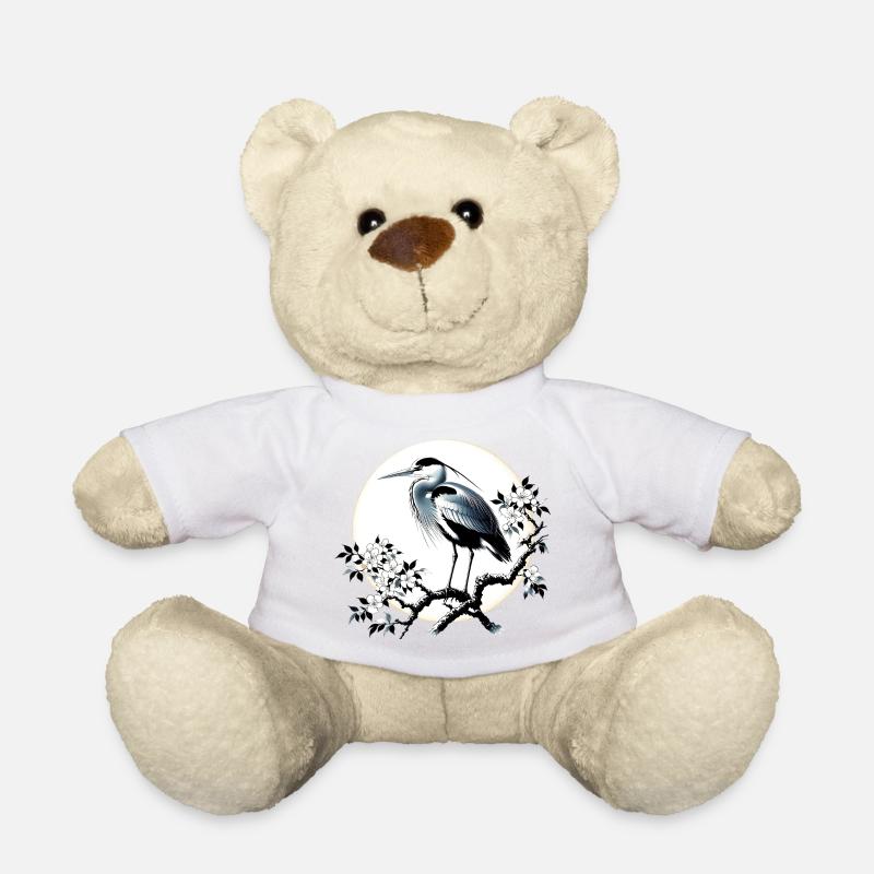 Grey White Heron Japanese Japan - Teddy Bear - white