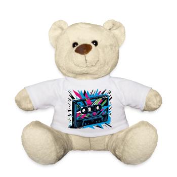Music cassette in retro style 80s and 90s style - Teddy Bear - white - Front