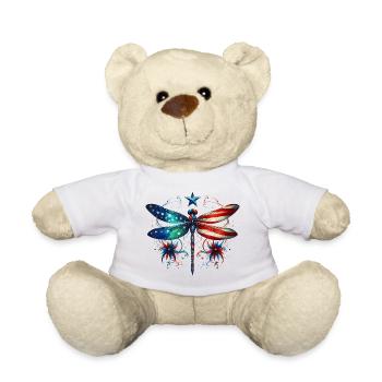Patriotic Dragonfly Wings Artwork - Teddy Bear - white - Front
