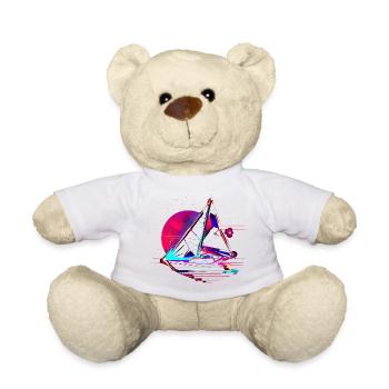 Oldschool Segelboot Zeichnung - Teddy - Weiß - Vorne