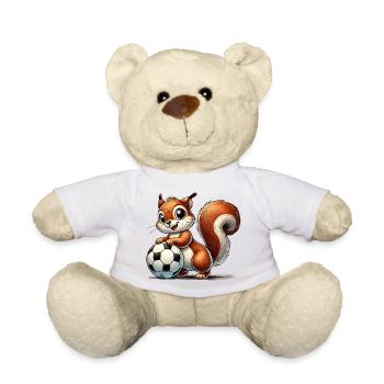 cheerful squirrel, playing football - Teddy Bear - white - Front