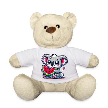 L’adorable koala déguste un morceau de pastèque - Nounours - blanc - Devant