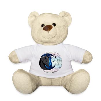 Two majestic wolf heads - Teddy Bear - white - Front