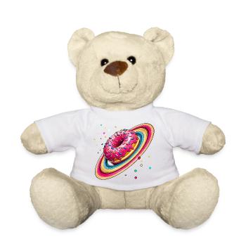 A donut with colorful sprinkles as planet Saturn - Teddy Bear - white - Front