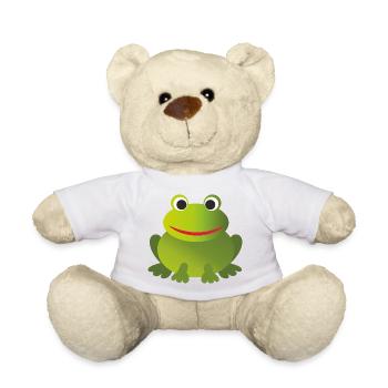 Lustiger Grüner Frosch - personalisierbar - Teddy - Weiß - Vorne