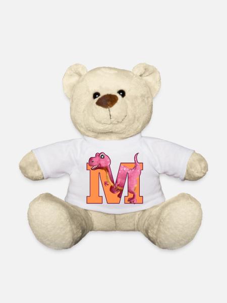 M- DINOSAURIER, Personalisierbar - Teddy - WeiĂź