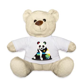 Geometrischer Panda – Minimalistisch und niedlich - Teddy - Weiß - Vorne