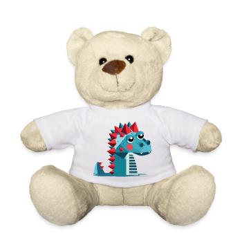 A Dino – Playful and Colorful Illustration - Teddy Bear - white - Front