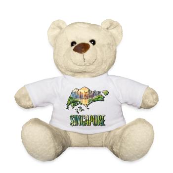 Watercolor Map Singapore - Teddy Bear - white - Front