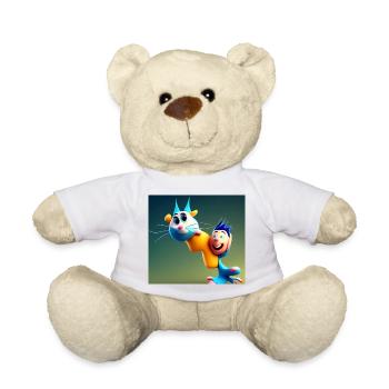 Autistic Art - I Love My Blue Cat - Teddy Bear - white - Front