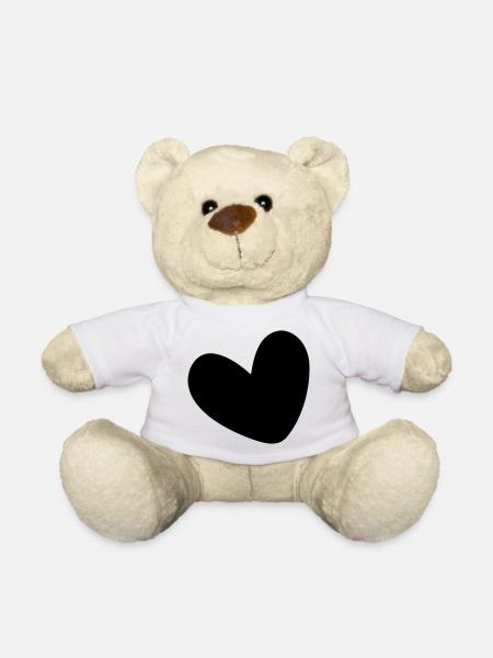 Heart filled in one color - Teddy Bear - white