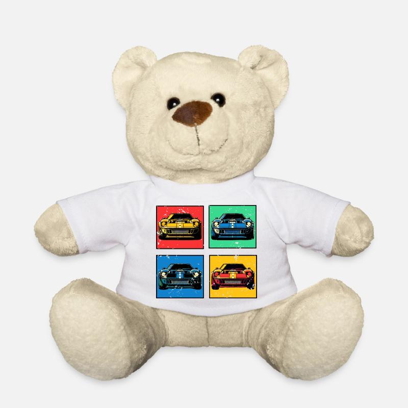 Retro Cars - Teddy Bear - white